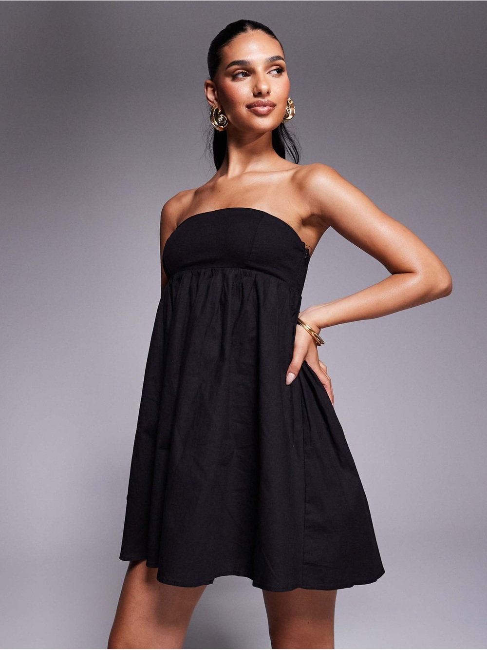 Princess Polly Osment bandeau babydoll mini dress in black